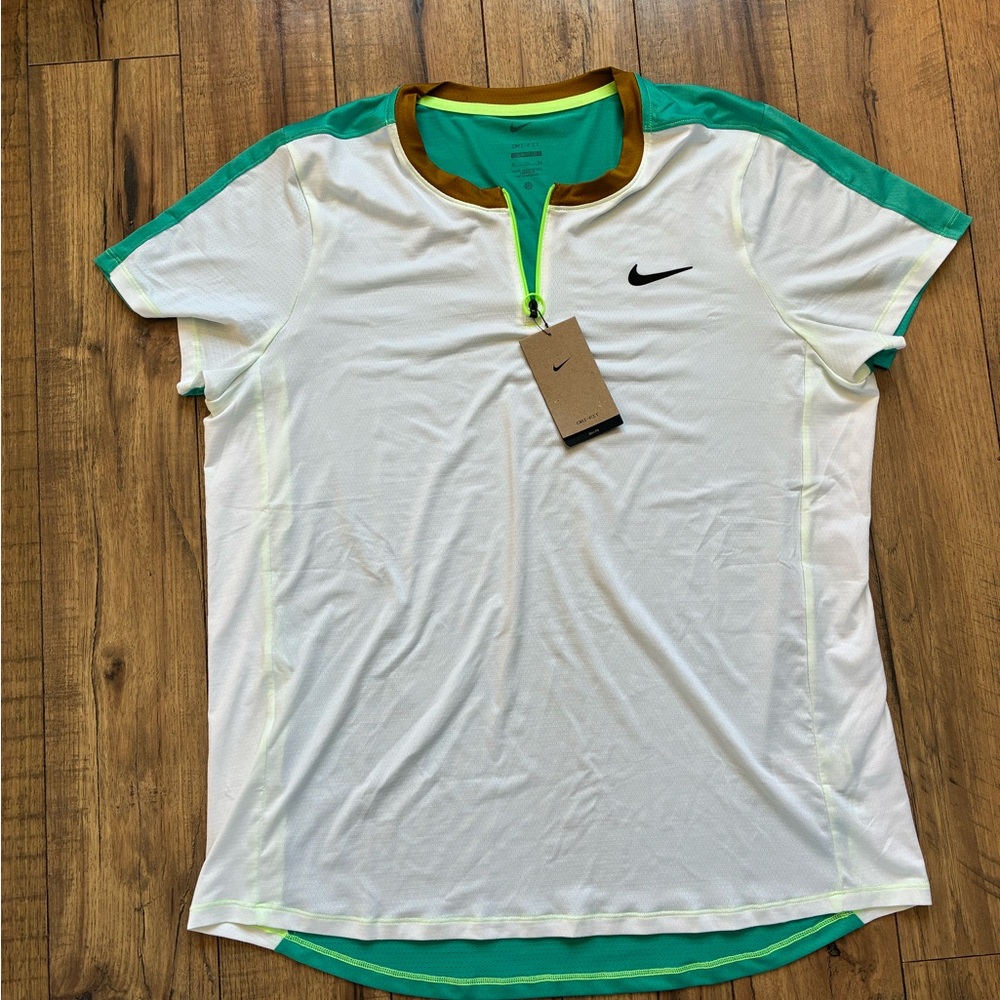 Nike Court Mens Dri-fit ADV Tennis Polo White/Teal  Slim Fit Size XL DD8321-101